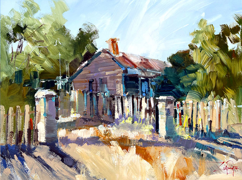 house at talbot, country victoria, australia, acrylic on paper, arches paper, art retreat holidays, cambodia, france, japan, , 
