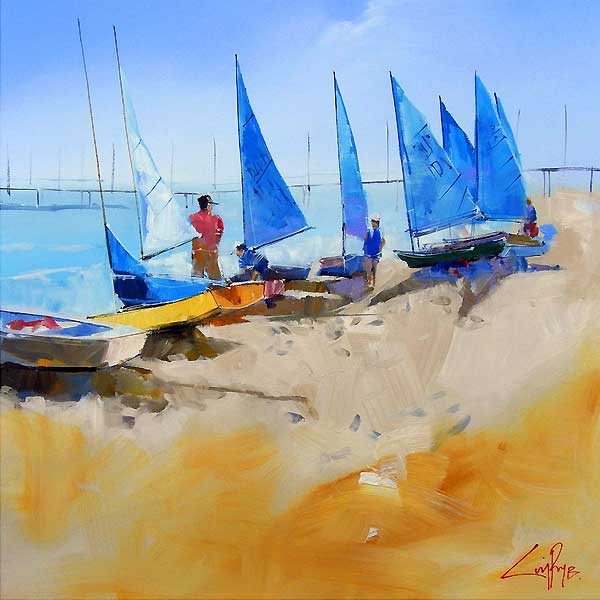 foreshore, sailing boats, racing, painting, craig penny, melbourne peninsular, commissions,  