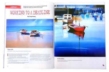 working to a deadline, artist advice, painting tutor, australian artist magazine craig penny, boats, reflections, watercolour, acrylic, oil painting, 