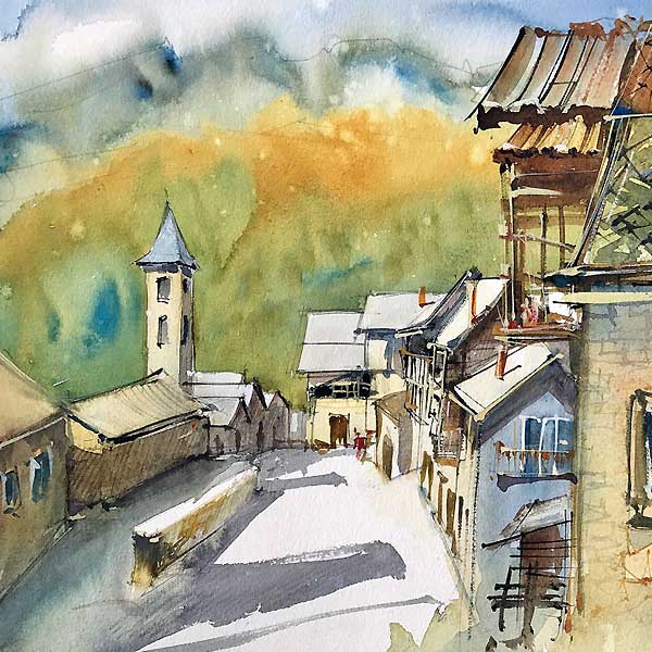 mountain village road, provence france, painting tour, craig penny, 