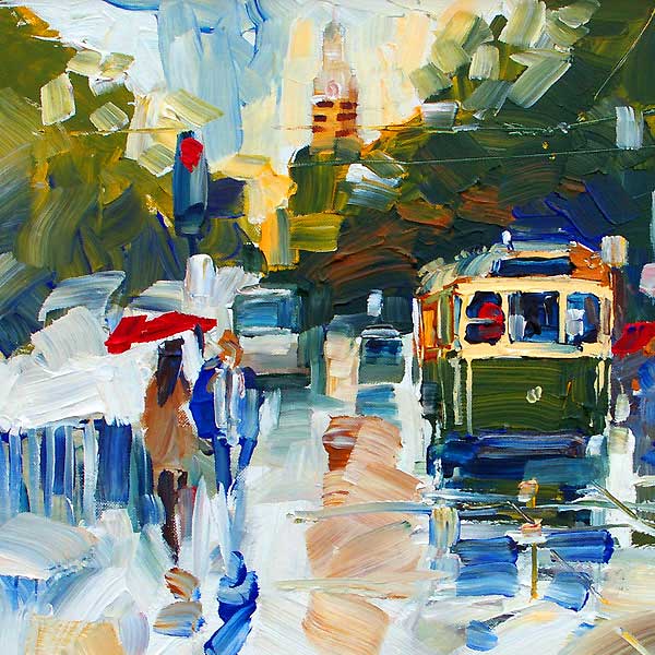 commission, painting, trams, melbourne, 