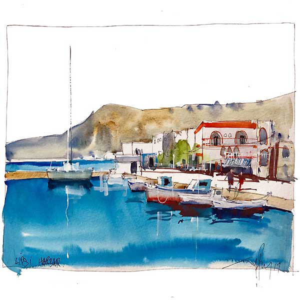 village boat harbour, mediterranean sea, village, painting holidays,