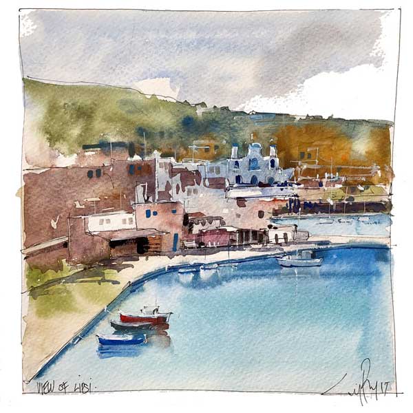 village boat harbour, mediterranean sea, village, painting holidays,